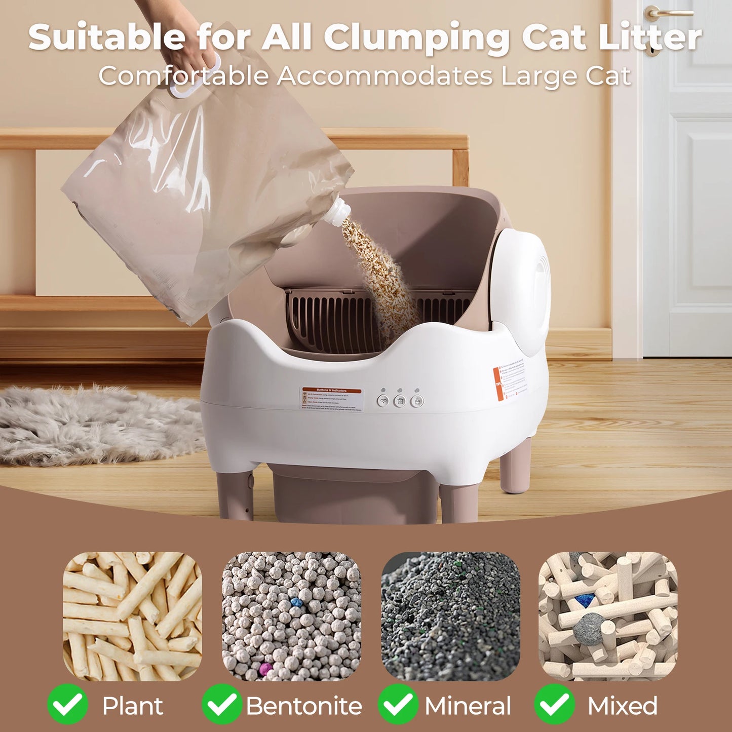 Lunapurr Self Cleaning Litter Box With App Control For Multi Cats