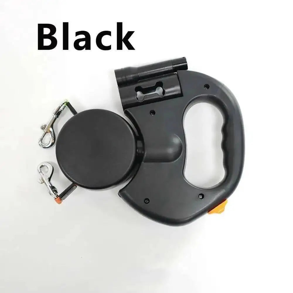 Auto Retractable Double Dog Leash With LED Light 3M Rope