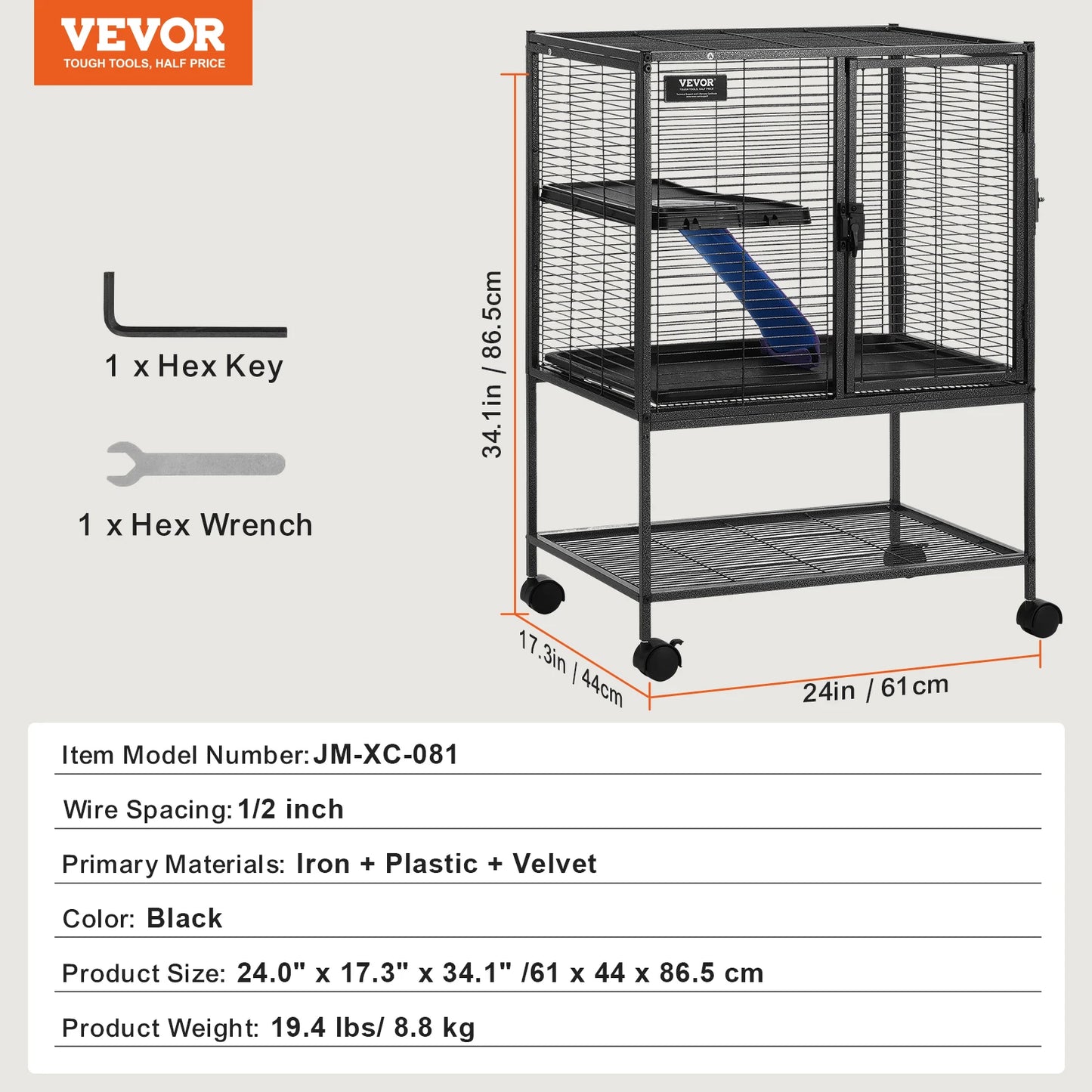 SucceBuy Rolling Metal Ferret Cage 4-Tier Critter Nation Small Animal Cage