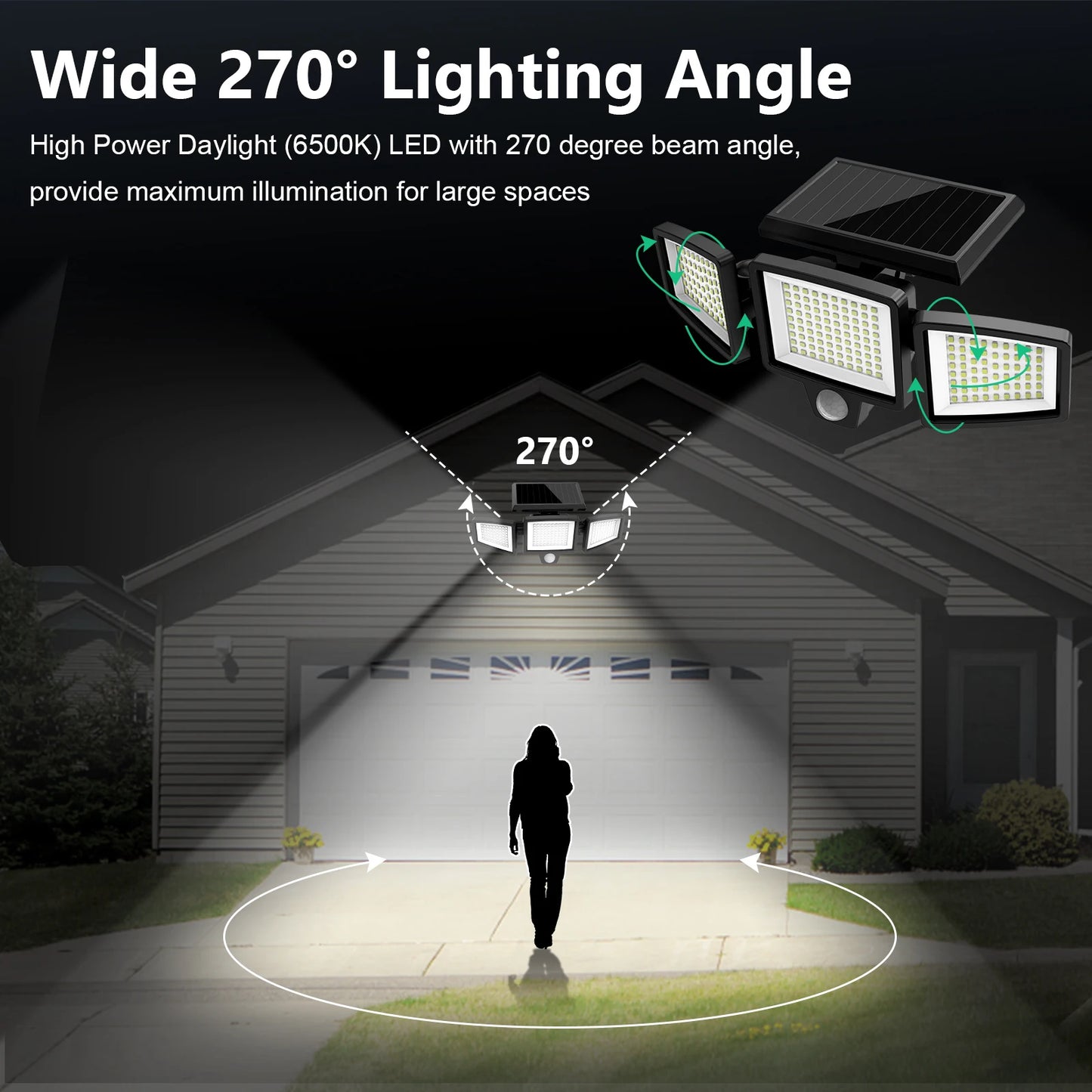 SZRSTH 3-Head Solar Outdoor Light With Motion Sensor