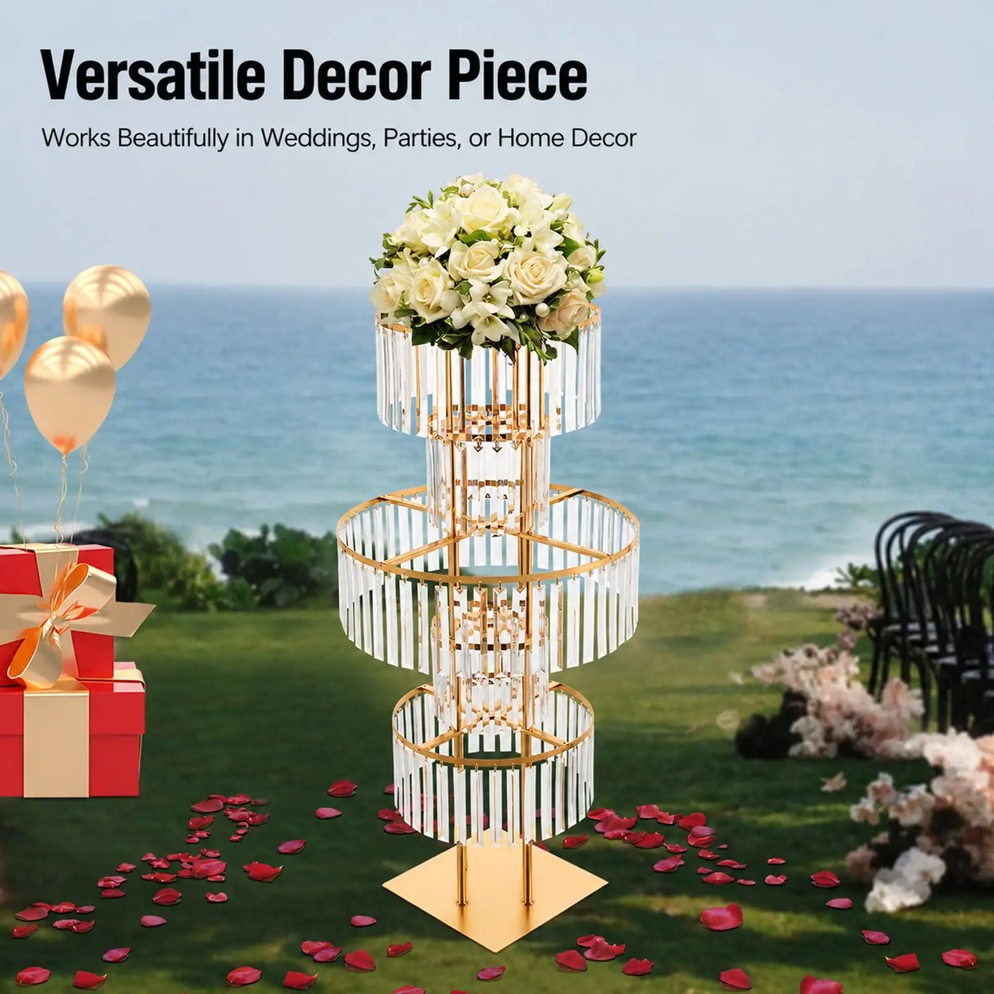 Five Tier Wedding Centerpiece Stand With Acrylic Flower Vase