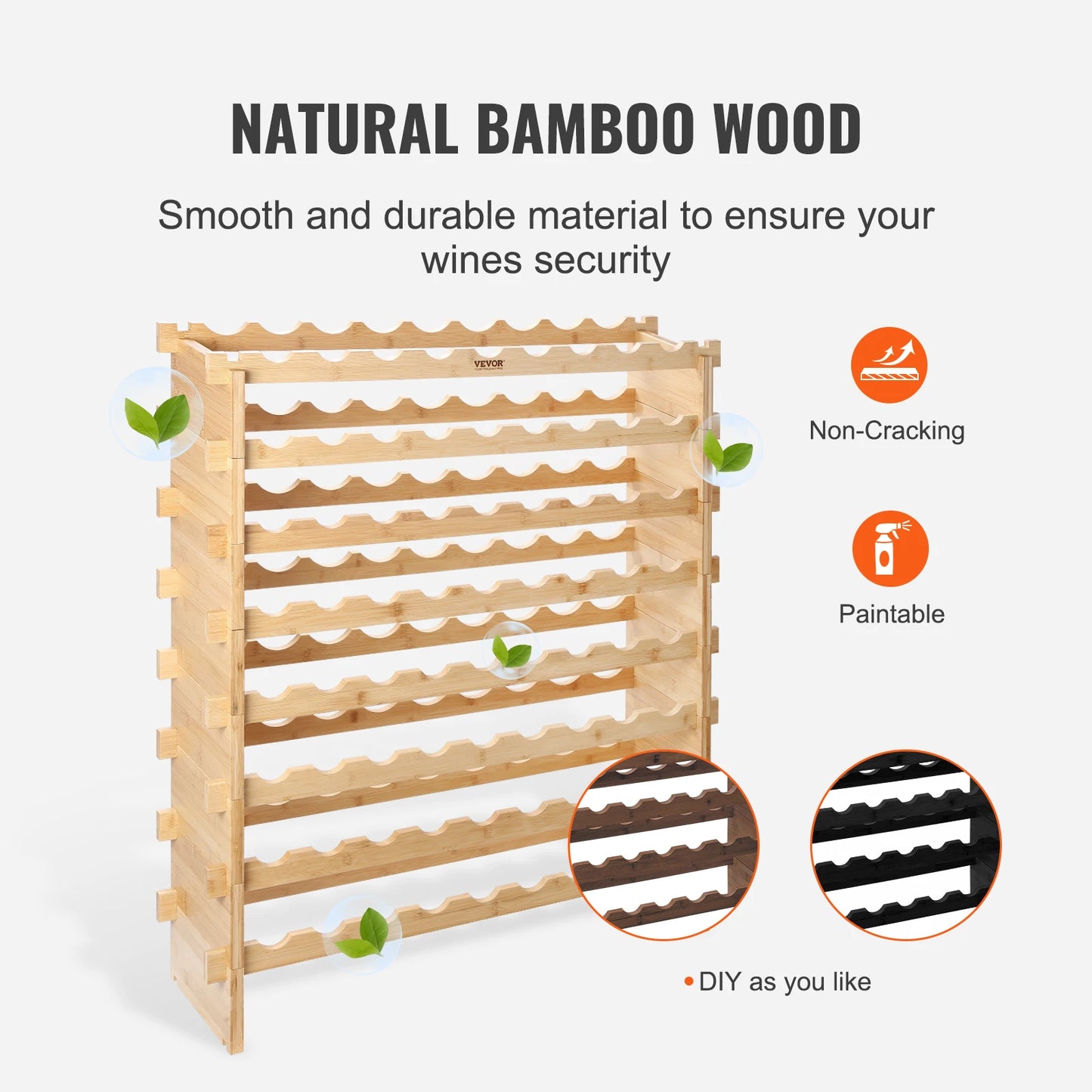 SucceBuy Bamboo Eight-Tier Stackable Wine Rack