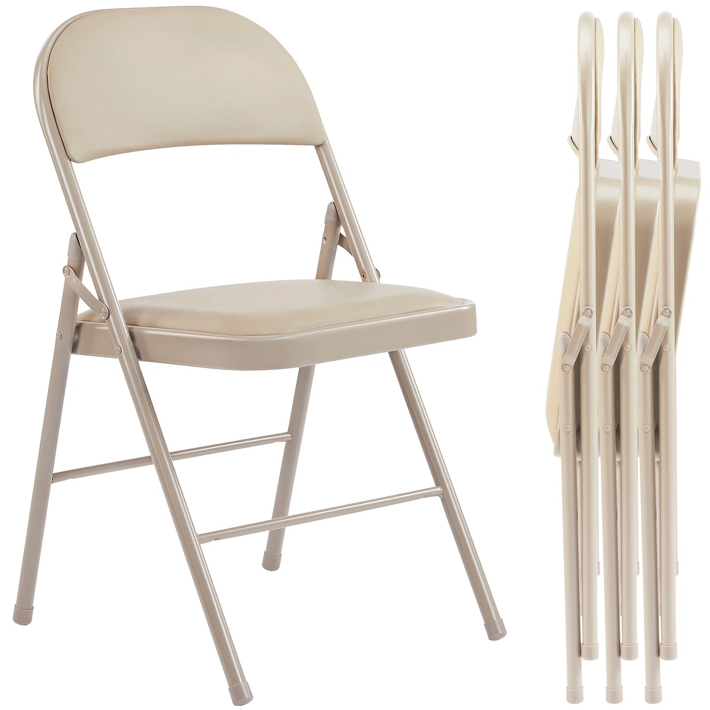 JHK Leather Padded Folding Chairs for Living Room Set of 4