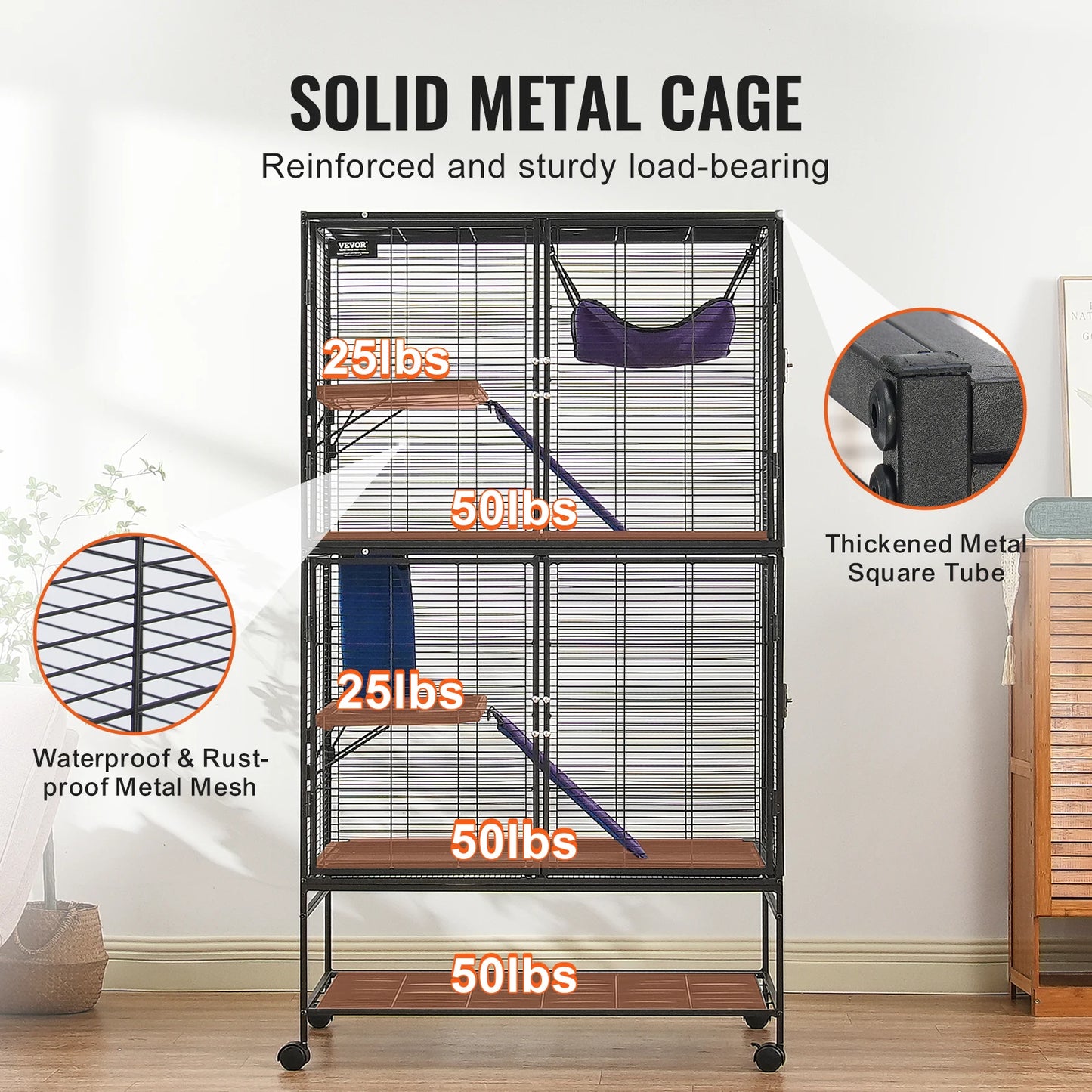 SucceBuy Rolling Metal Ferret Cage 4-Tier Critter Nation Small Animal Cage
