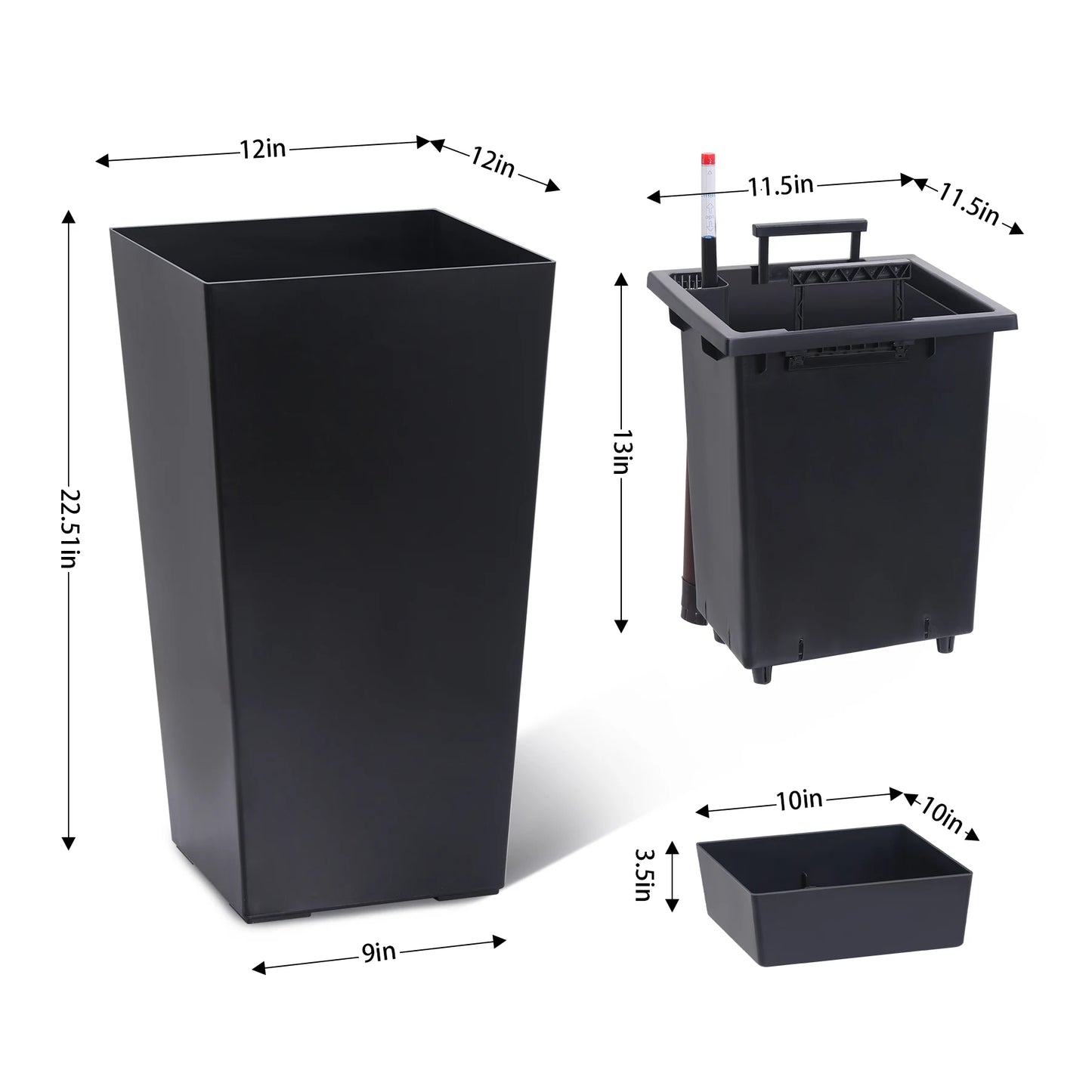 Two-Piece Planter Pots for Indoor Outdoor Drainage and Auto Watering