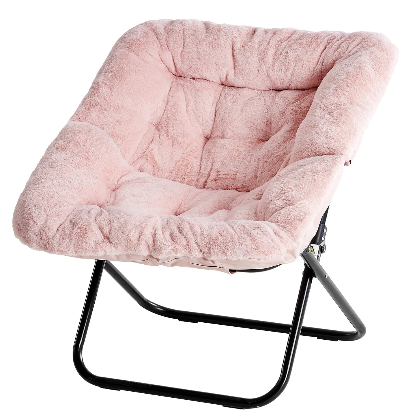JHK Cozy Saucer Chair Faux Fur Padded Folding Lounge