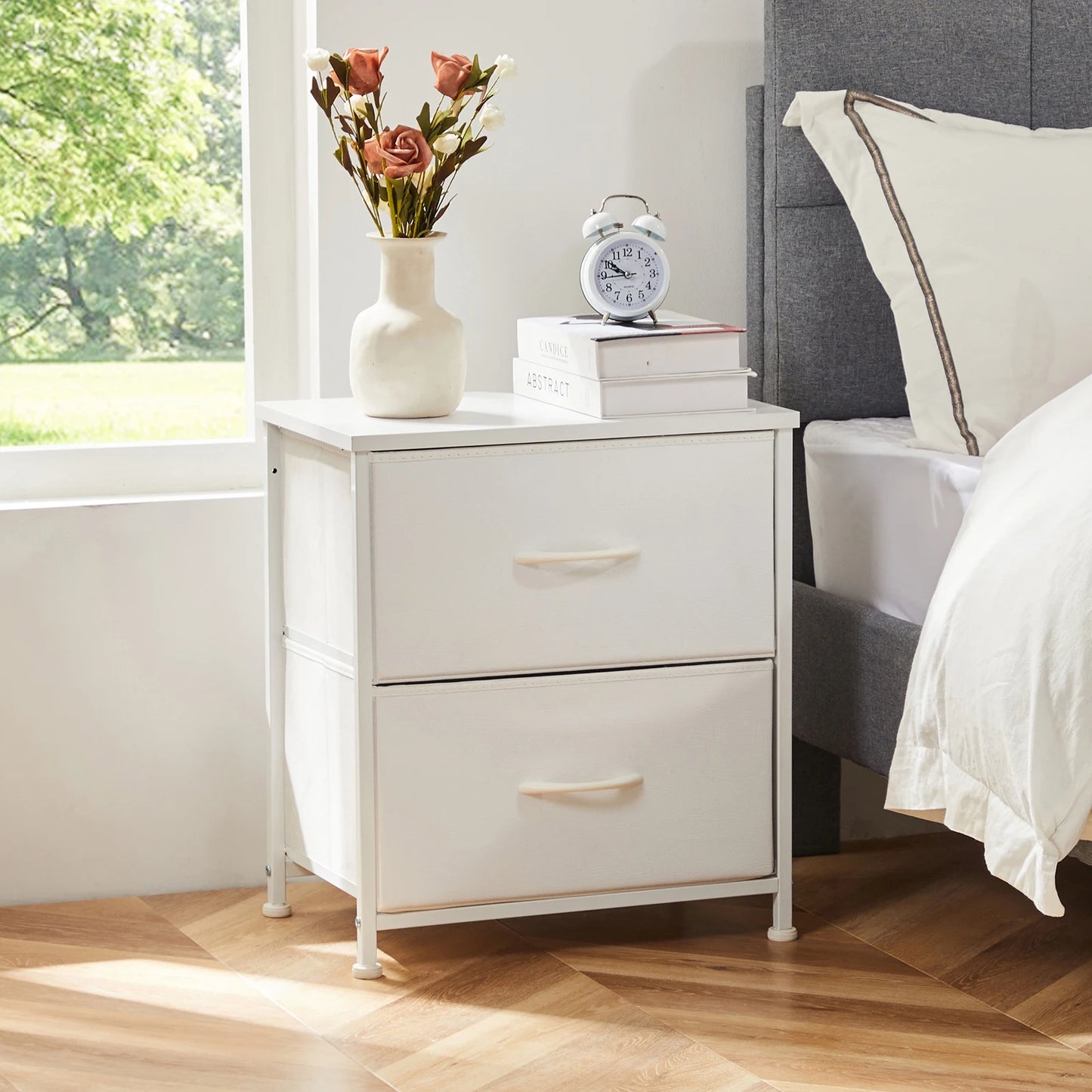 JHK Nightstand Bedside Table With Storage Drawers Modern Minimalist