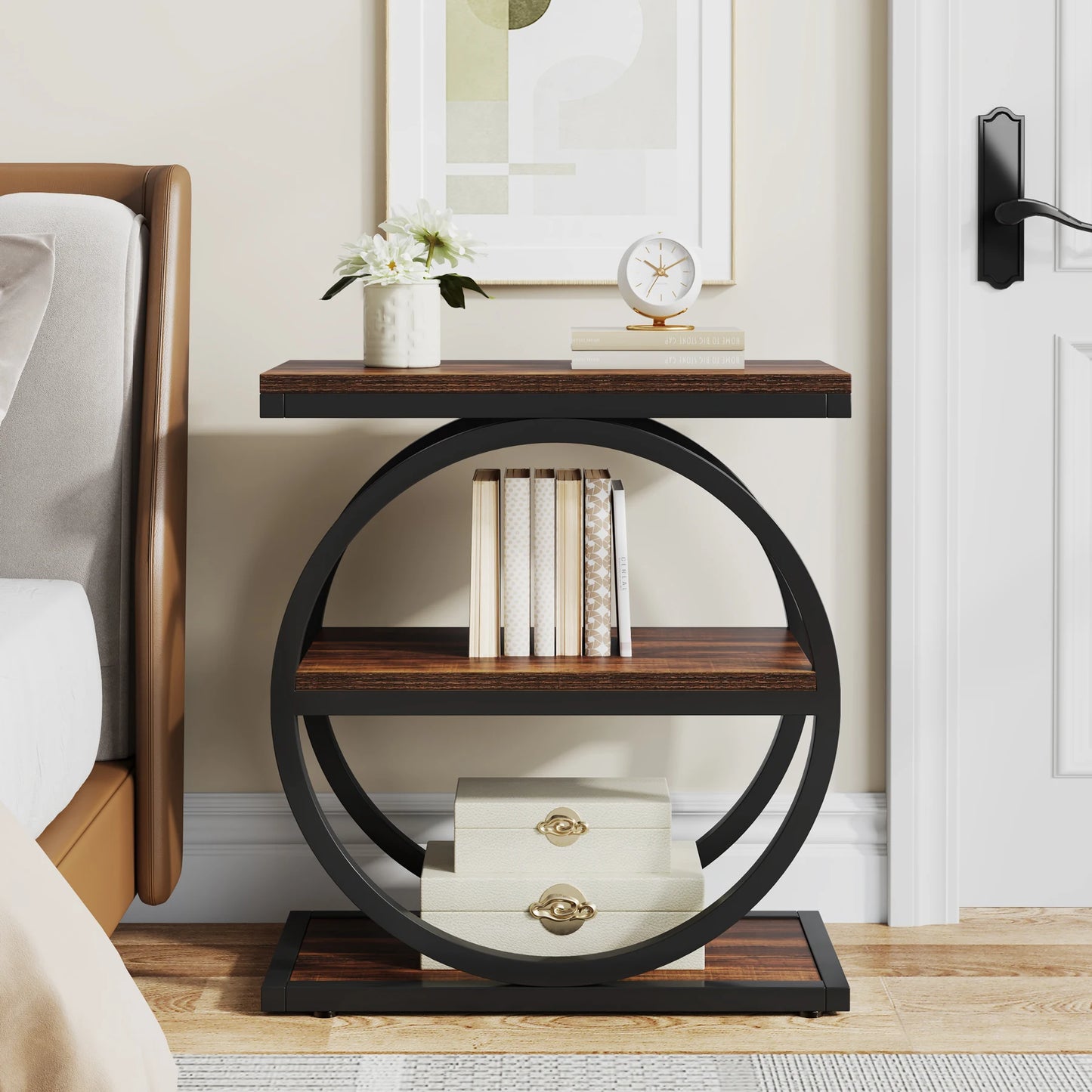 Tribesigns End Table With 3 Shelves, Industrial Narrow Side Table