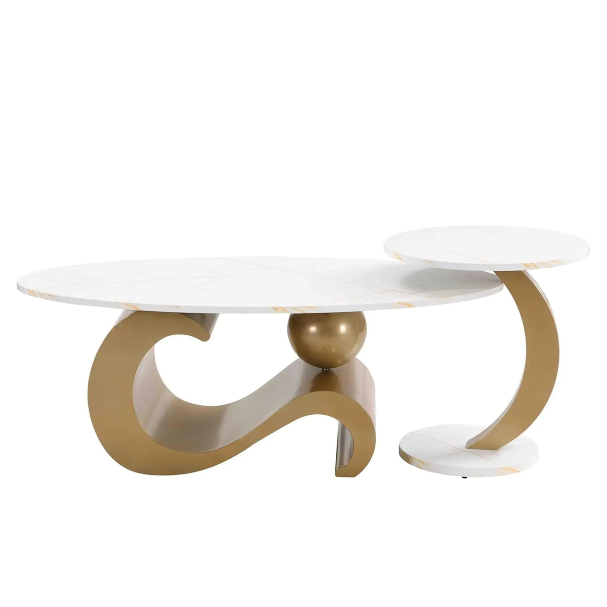 Modern Coffee Table With Sintered Stone Top And Pedestal