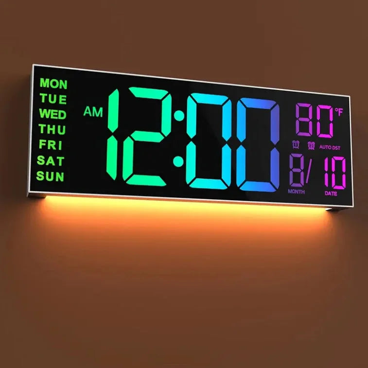 Digital Wall Clock With Remote, Timer, 8 RGB Display, Temperature