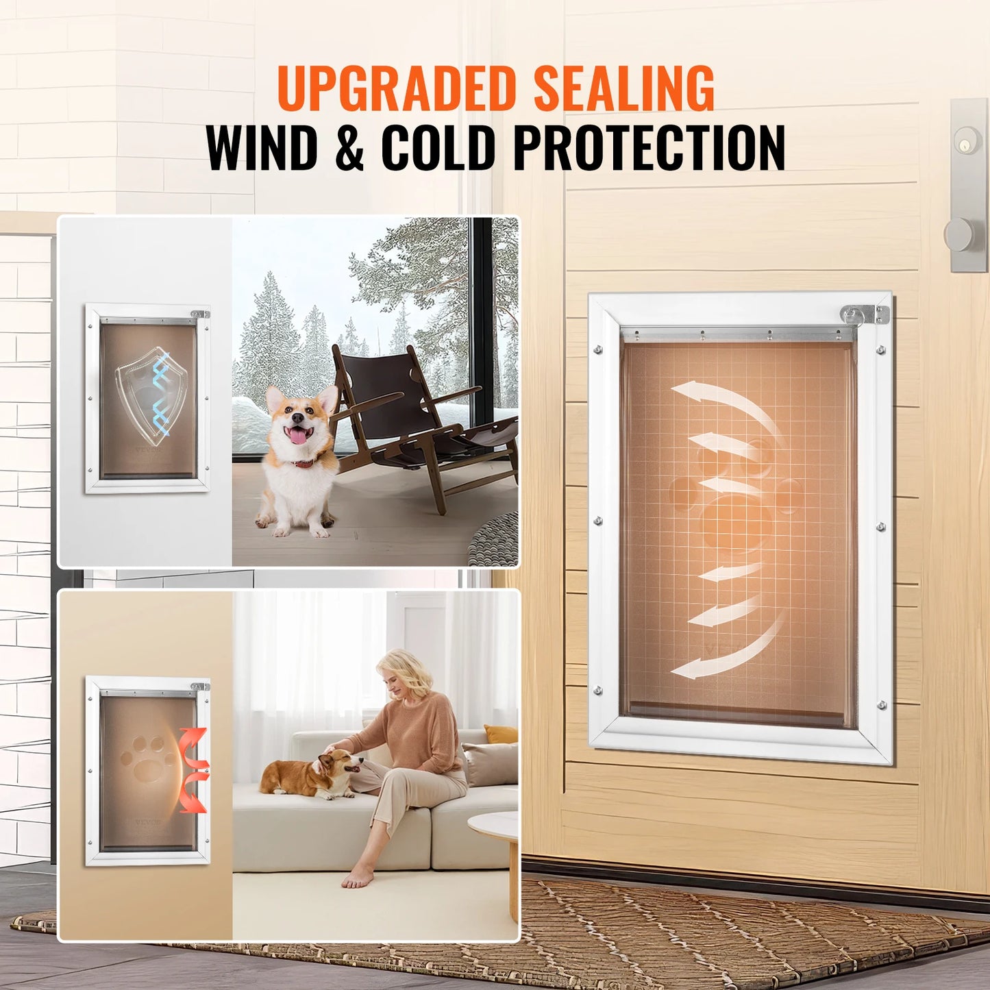 SucceBuy Pet Door With Aluminum Frame Locking Flap