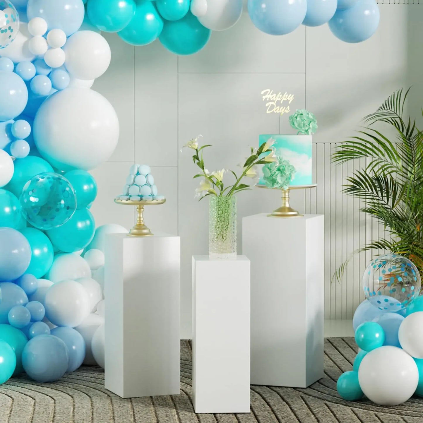 Jetting Square Pedestal Stands For Party Wedding Display Metal