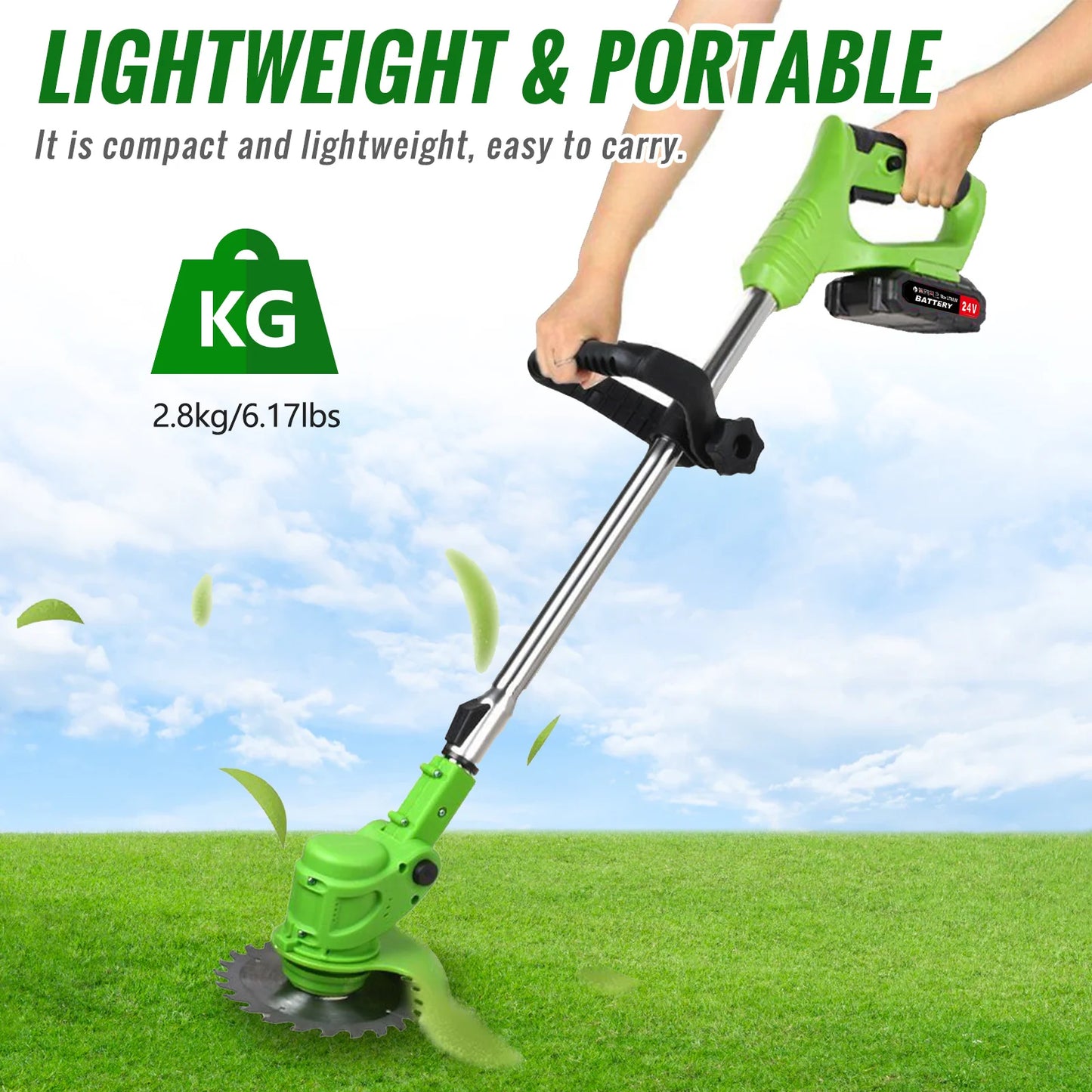 Brushless Cordless Electric Weed Trimmer 2-in-1 With Batteries
