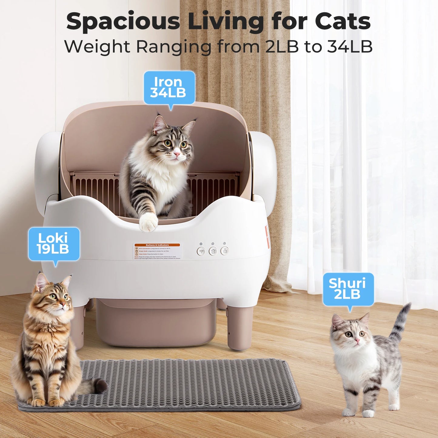 Lunapurr Self Cleaning Litter Box With App Control For Multi Cats