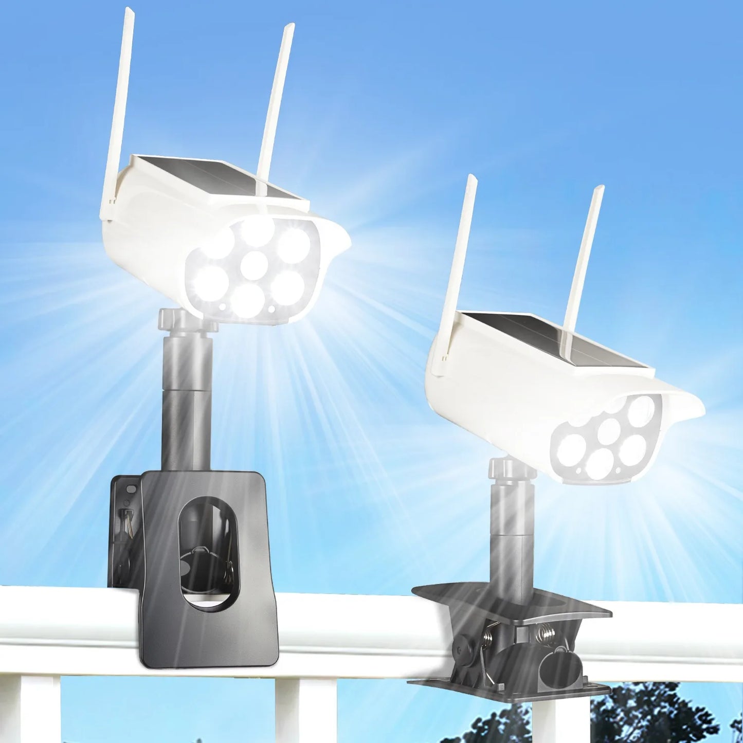 T-SUNRISE Solar Outdoor Motion Sensor Light Decoy Security Camera