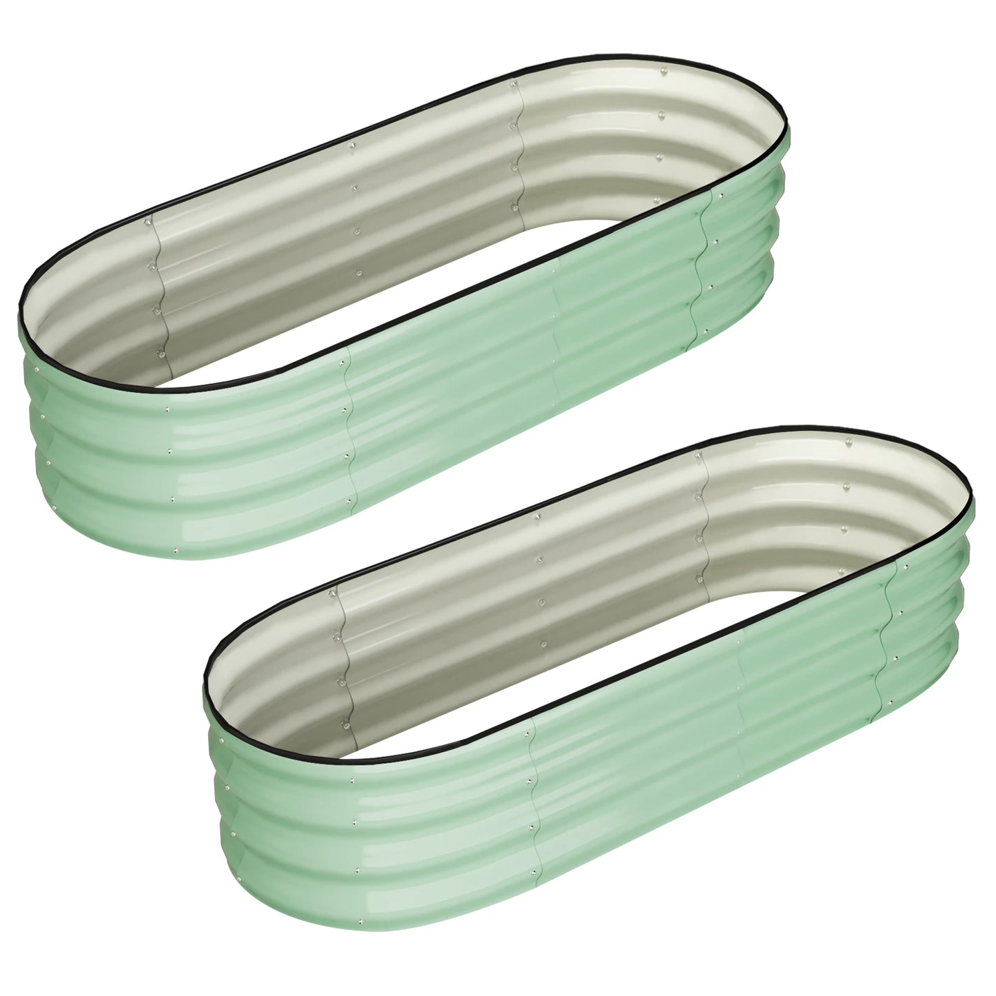 HiMISS Oval Raised Garden Bed Set Galvanized Planter Beds
