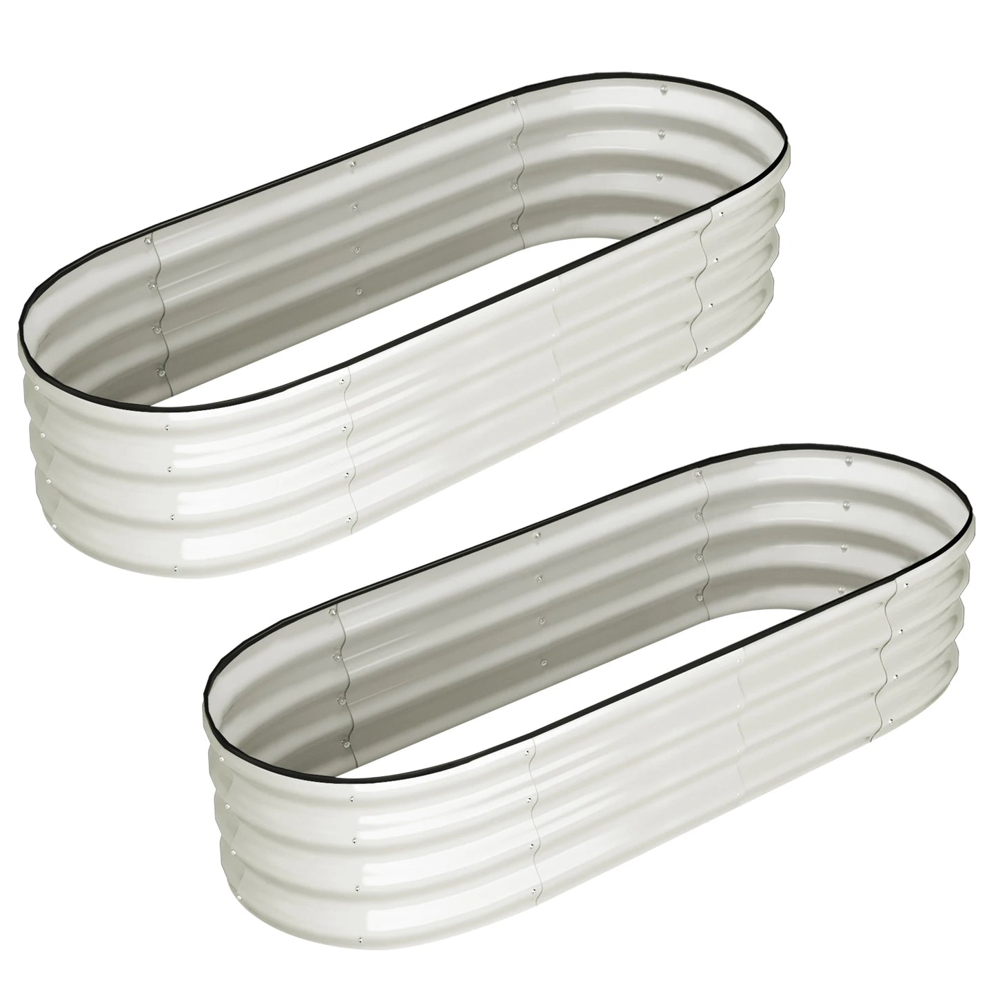 HiMISS Oval Raised Garden Bed Set Galvanized Planter Beds