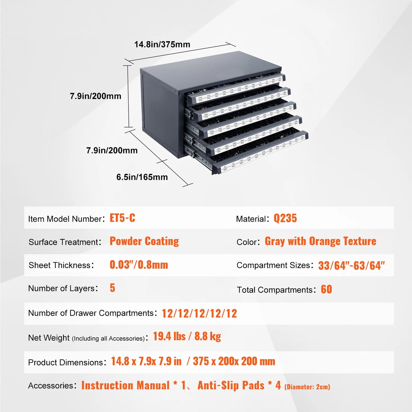 SucceBuy Steel Drill Bit Dispenser Cabinet With Three Drawers