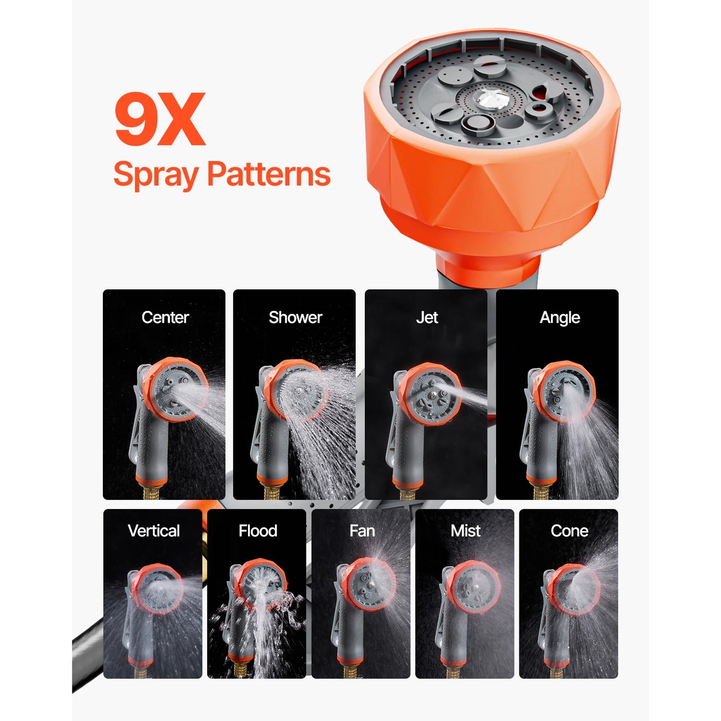 SucceBuy Retractable Garden Hose Reel Wall-Mounted With 9-Pattern Nozzle