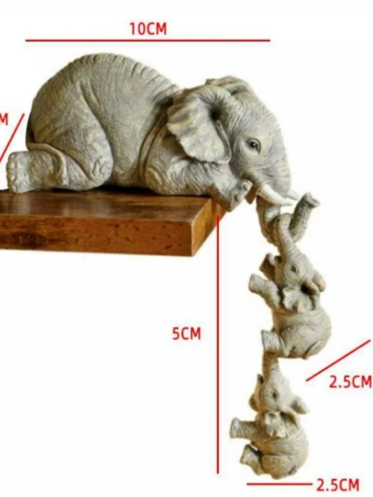 Cute Elephant Figurines Set Resin Craft Animals For Home Decor