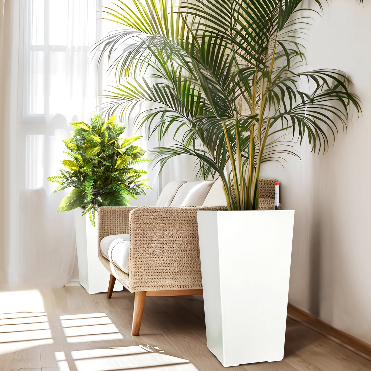 Two-Piece Planter Pots for Indoor Outdoor Drainage and Auto Watering