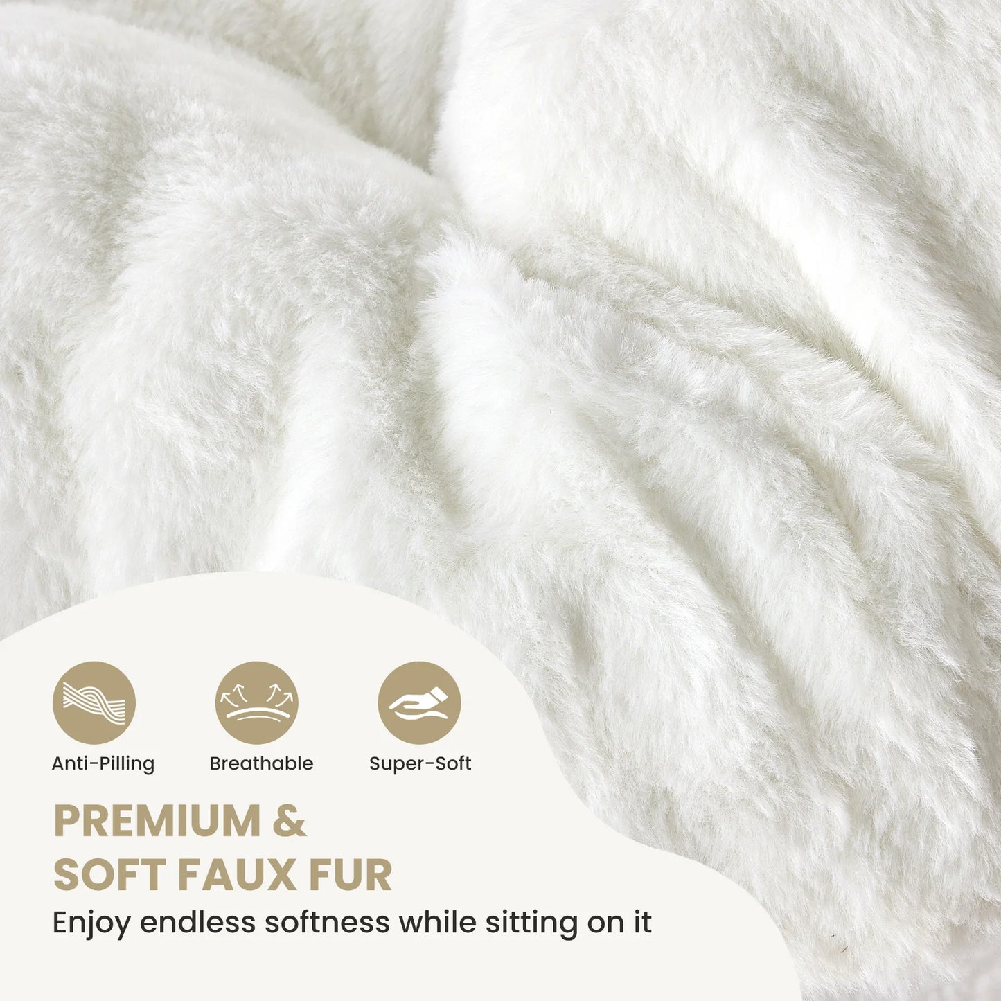 JHK Cozy Saucer Chair Faux Fur Padded Folding Lounge