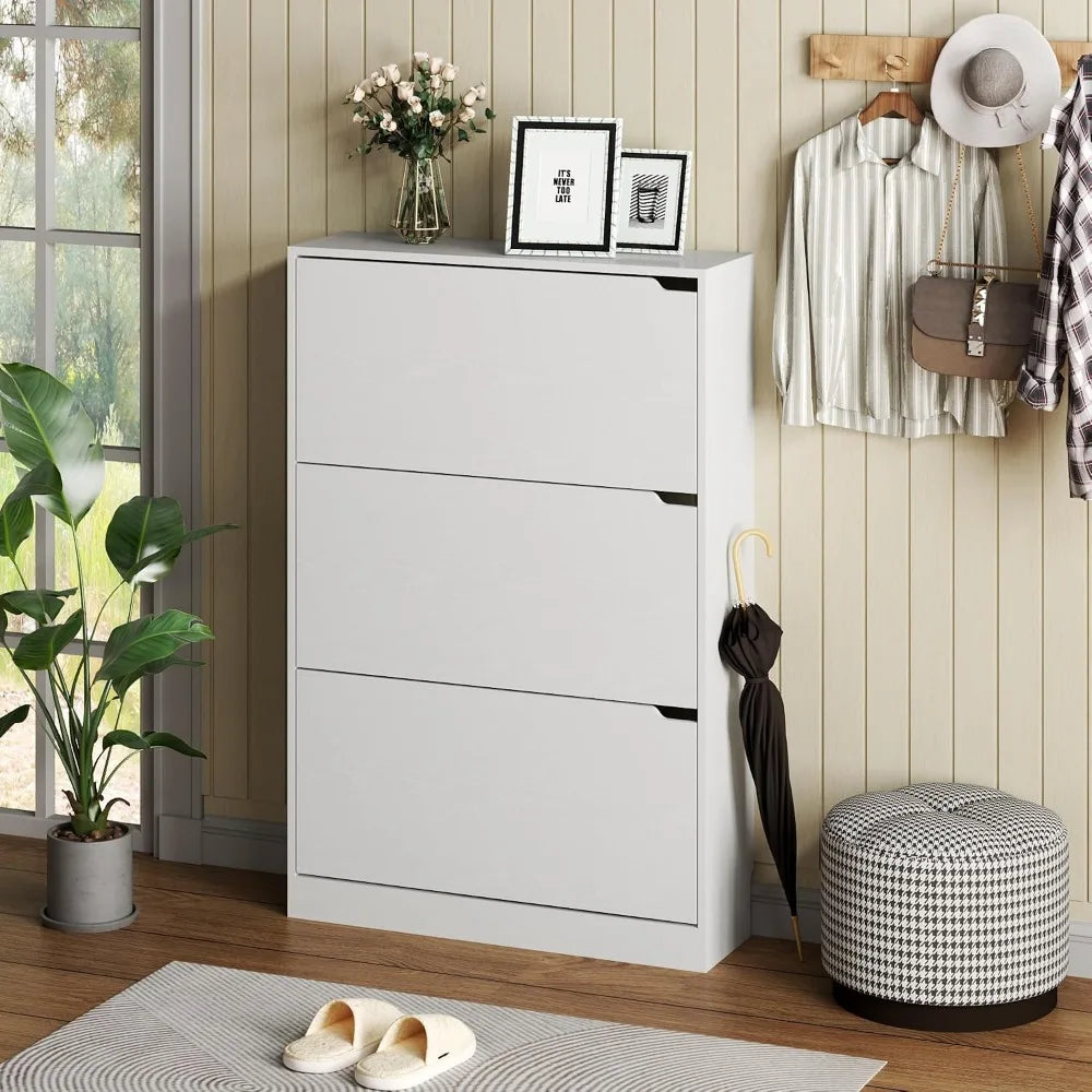3 Drawer Flip Shoe Cabinet For Entryway And Hallway