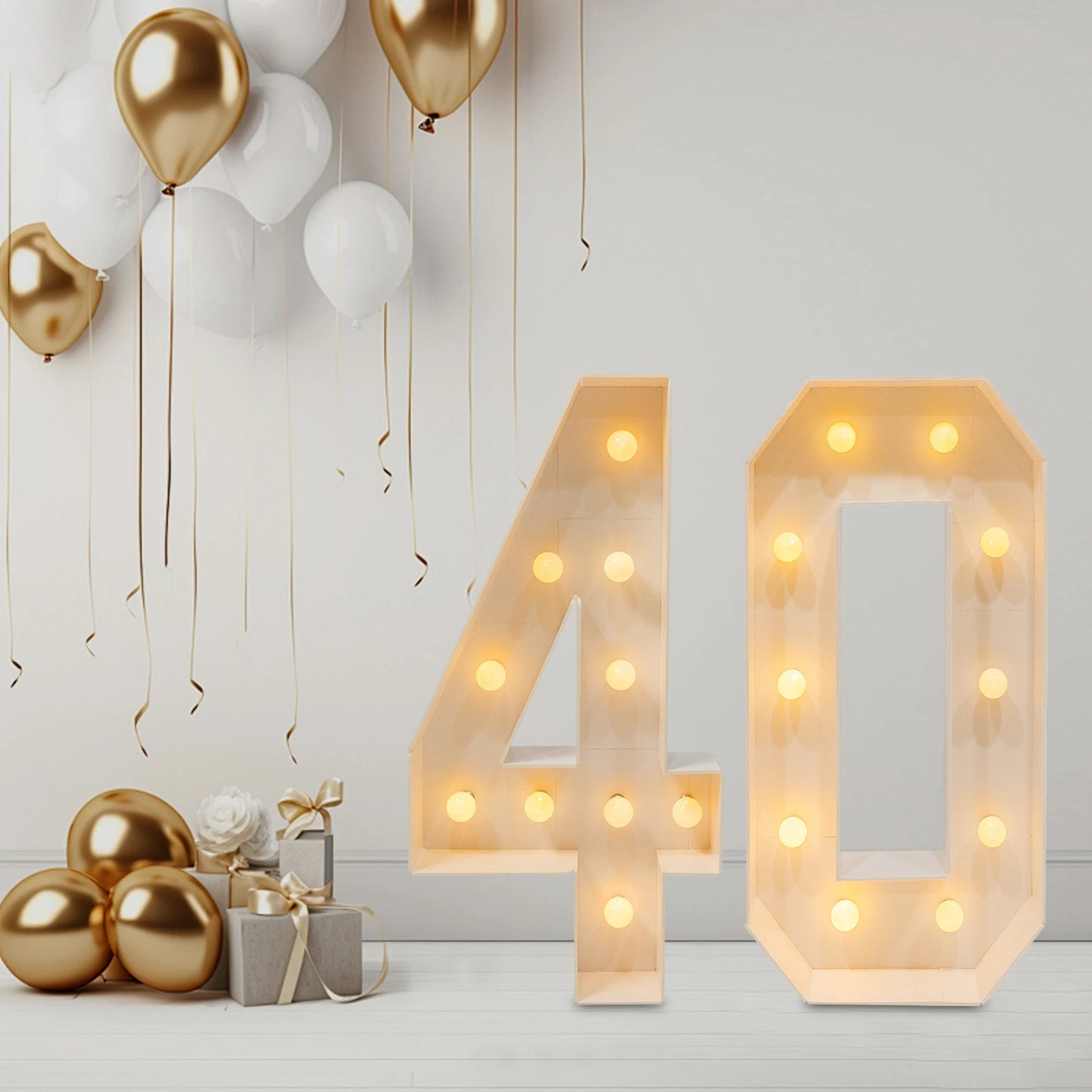 LED Light Up Birthday Numbers 30 40 50 60 Decorations