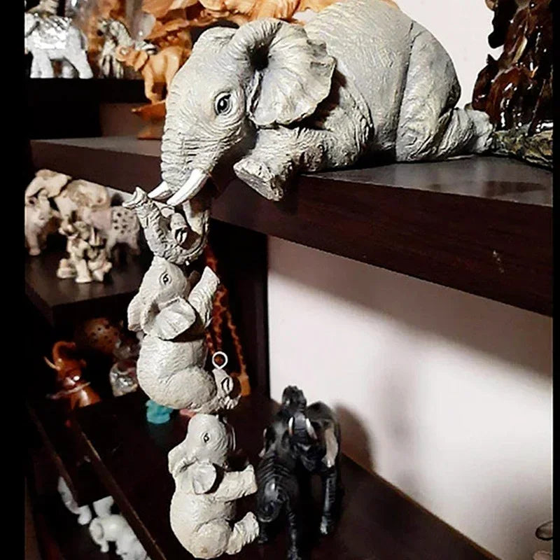 Cute Elephant Figurines Set Resin Craft Animals For Home Decor