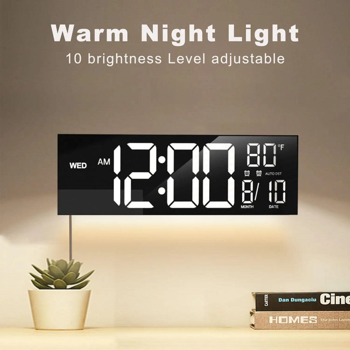 Digital Wall Clock With Remote, Timer, 8 RGB Display, Temperature