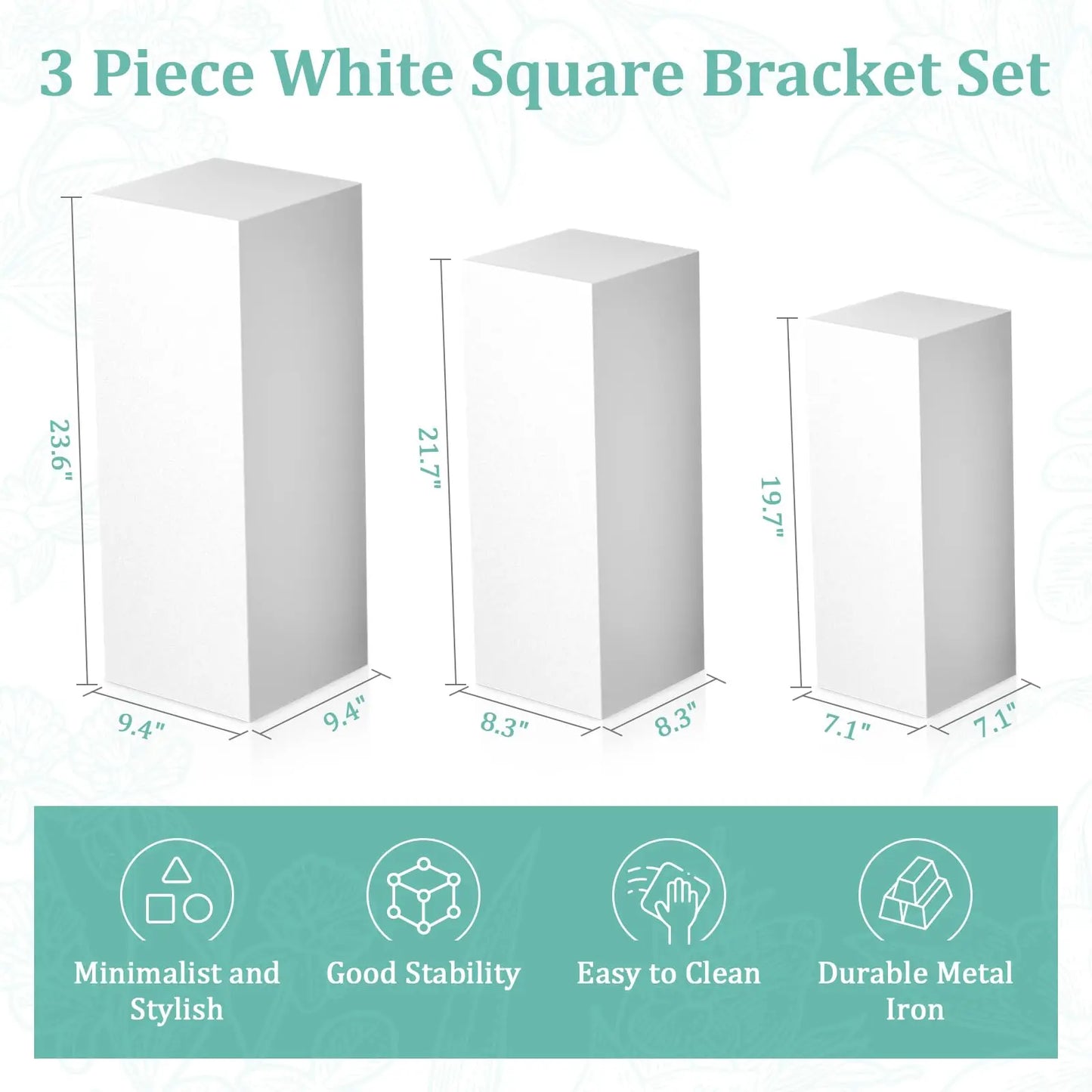 Jetting Square Pedestal Stands For Party Wedding Display Metal