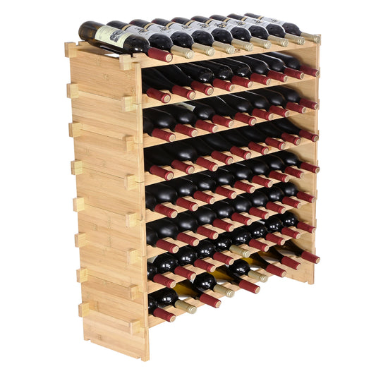 SucceBuy Bamboo Eight-Tier Stackable Wine Rack
