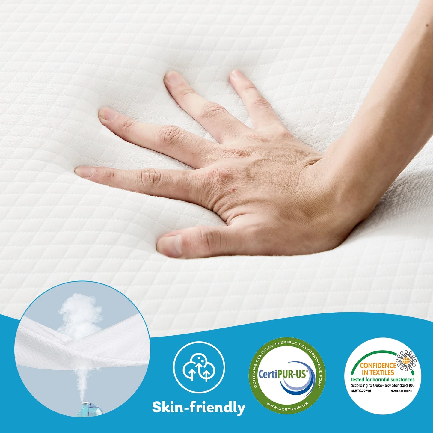 JHK Three Fold Portable Floor Bed Memory Foam For Travel And Camping