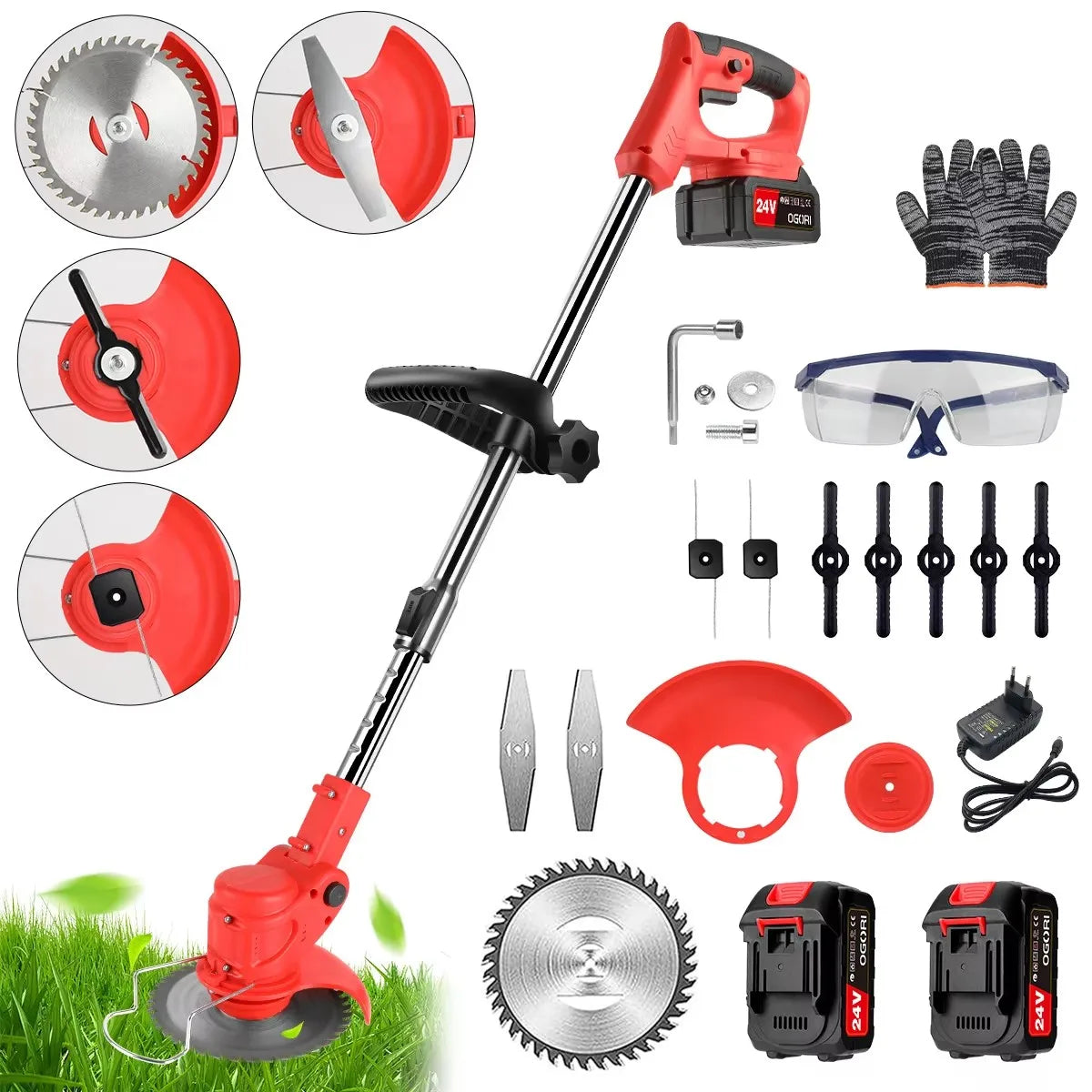 Cordless Electric Lawn Mower With Two Batteries For Gardens