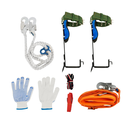 Tree Climbing Gear Set With Safety Belt And Steel Foot Pedal Kit