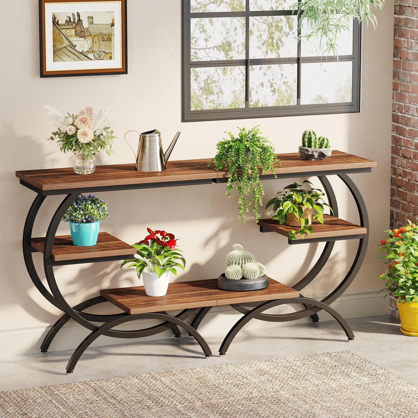 Tribesigns C Shaped End Table Industrial Storage Shelves