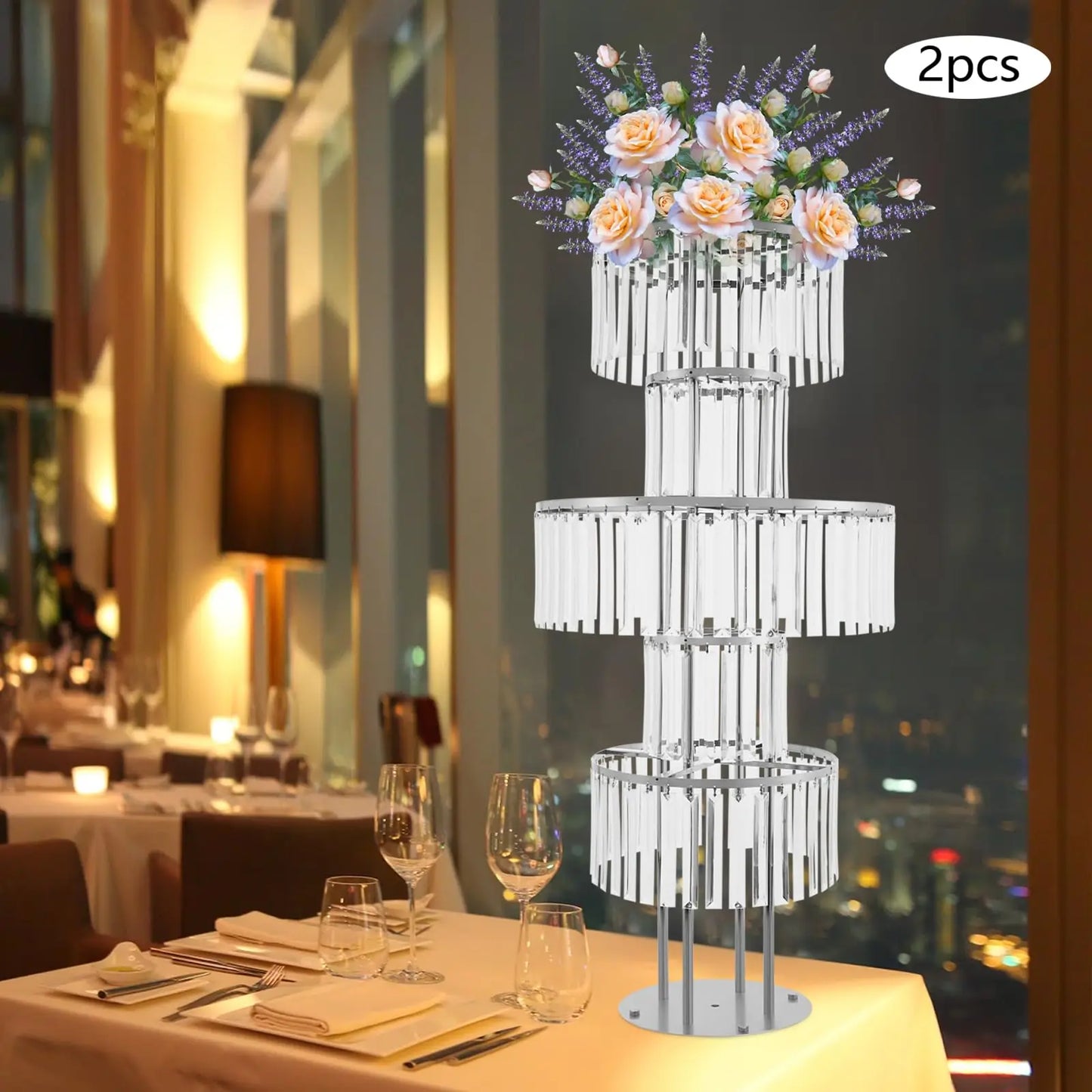 Bymaocar 5 Tier Crystal Vase Stand For Wedding Centerpieces