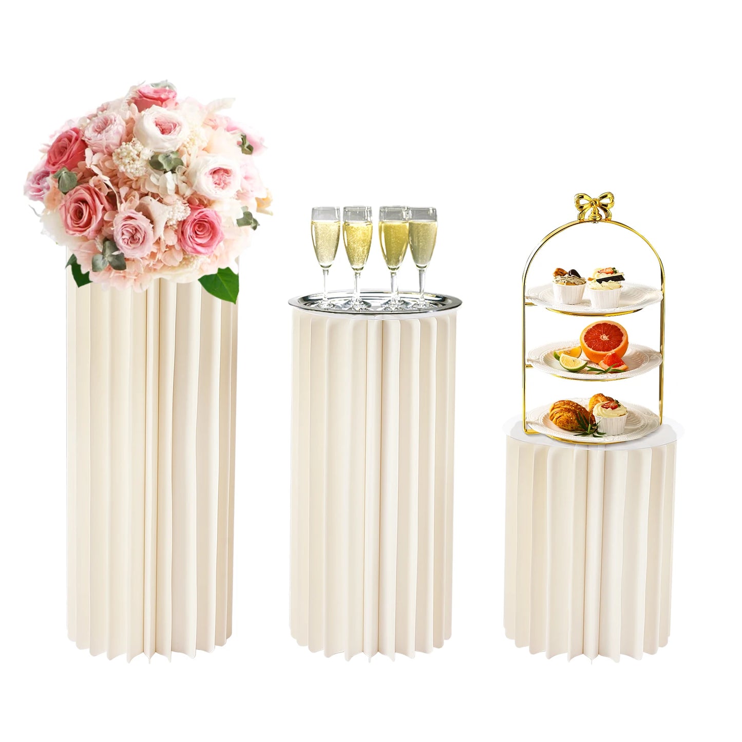 3PCS Foldable Cardboard Flower Stand Centerpiece Set For Weddings