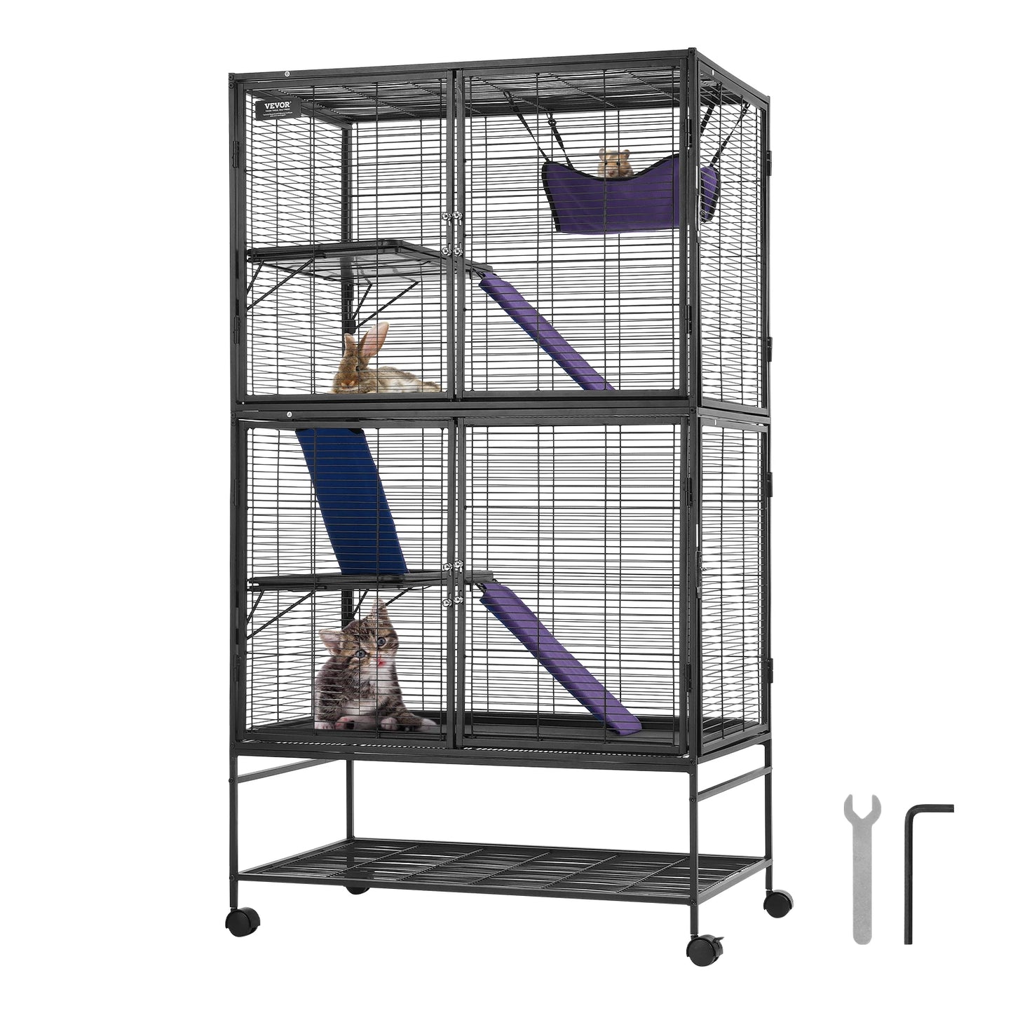 SucceBuy Rolling Metal Ferret Cage 4-Tier Critter Nation Small Animal Cage