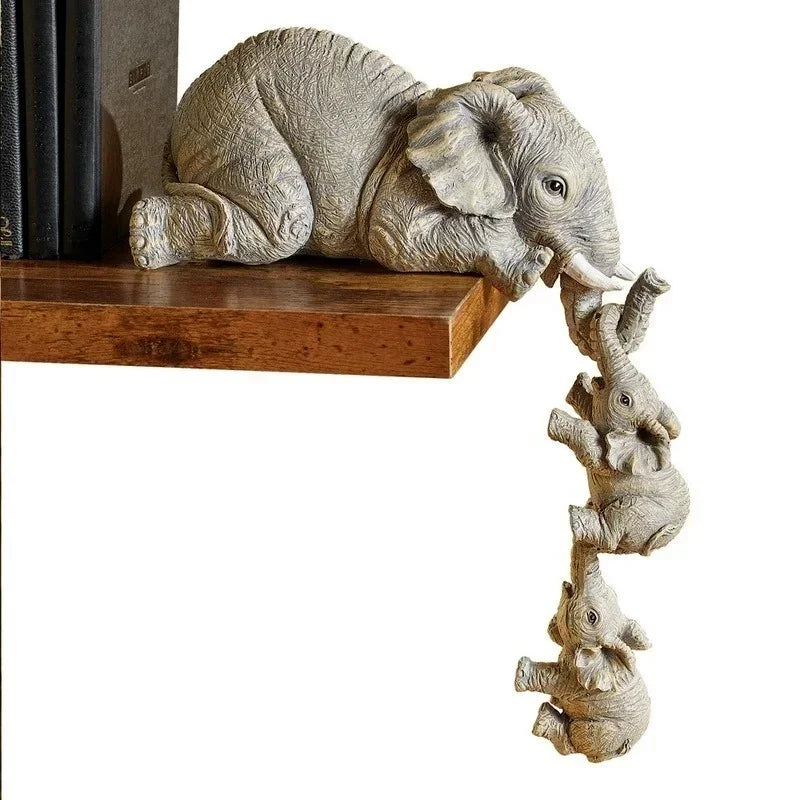 Cute Elephant Figurines Set Resin Craft Animals For Home Decor