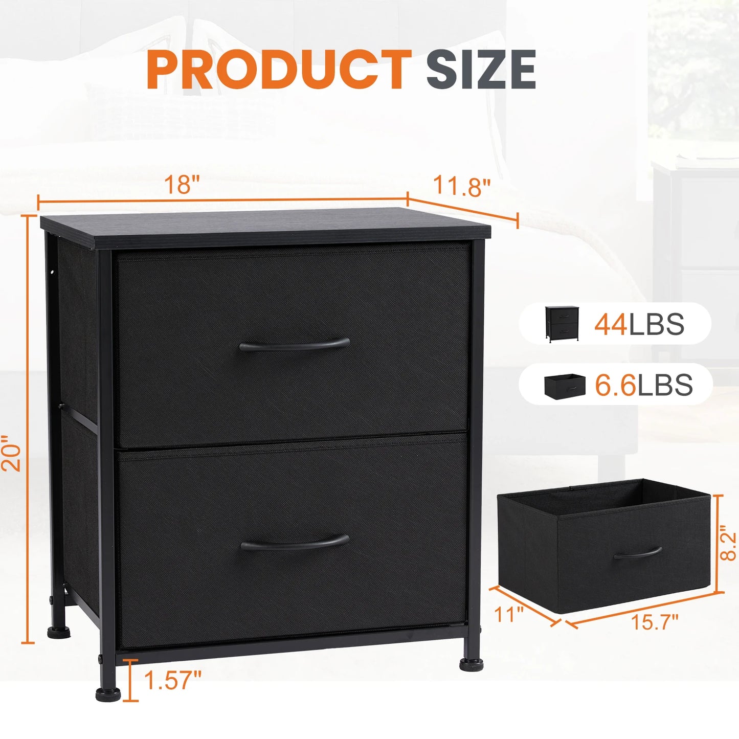 JHK Nightstand Bedside Table With Storage Drawers Modern Minimalist