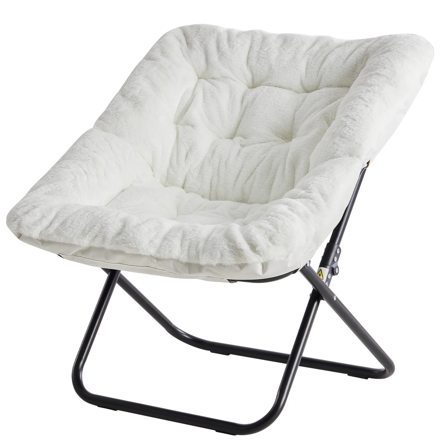 JHK Cozy Saucer Chair Faux Fur Padded Folding Lounge