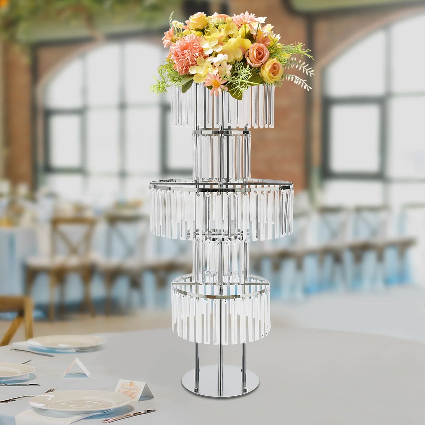 Five Tier Wedding Centerpiece Stand With Acrylic Flower Vase