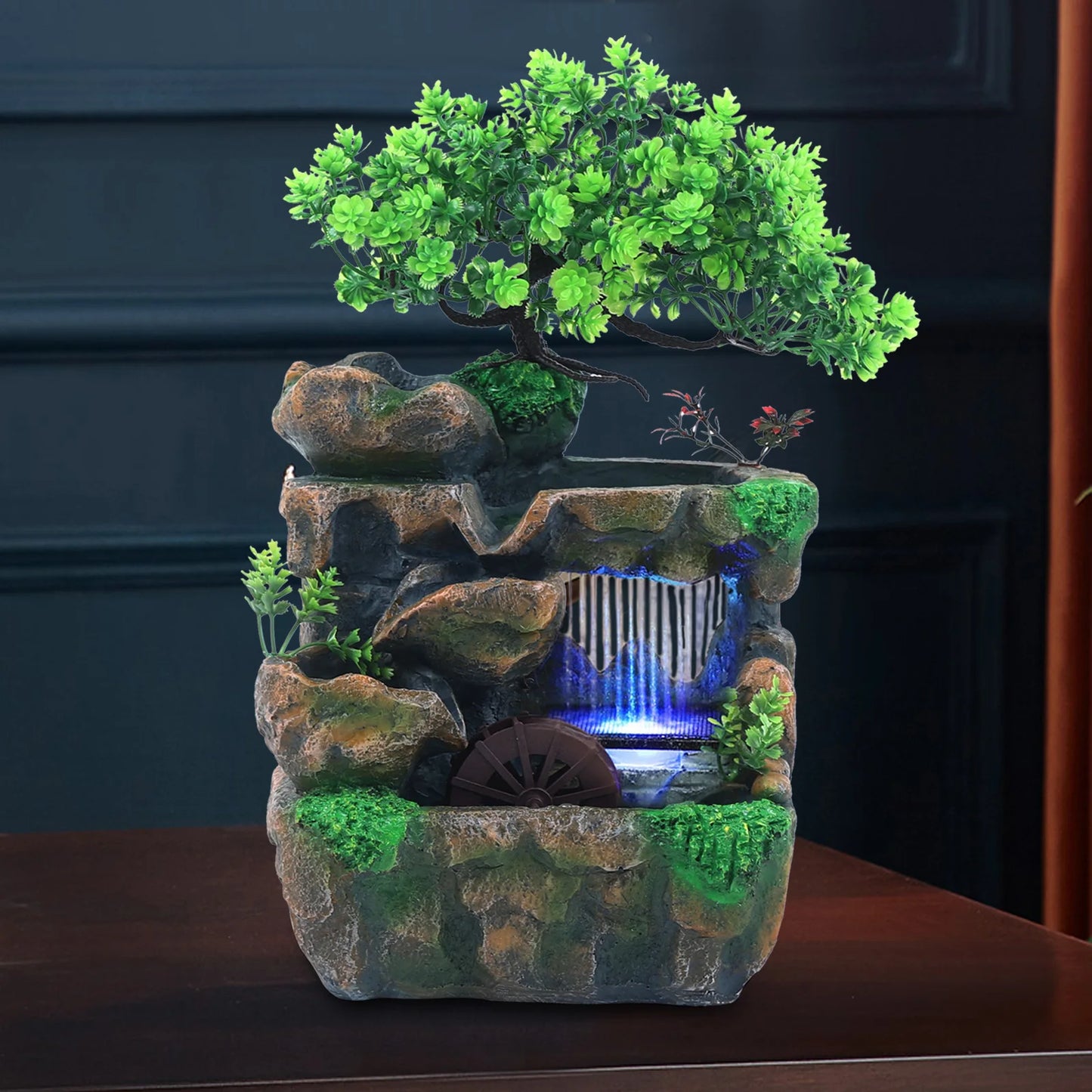 Indoor Room Fountain With Color Changing LED Lighting Zen Decor