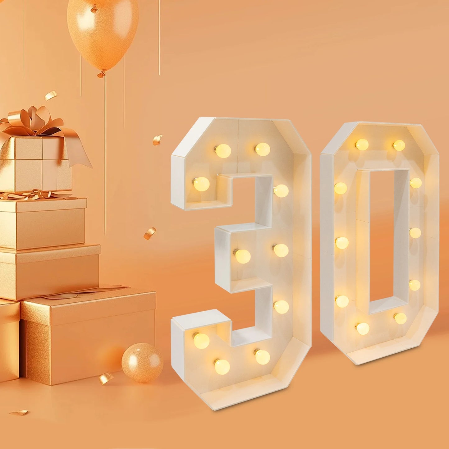 LED Light Up Birthday Numbers 30 40 50 60 Decorations