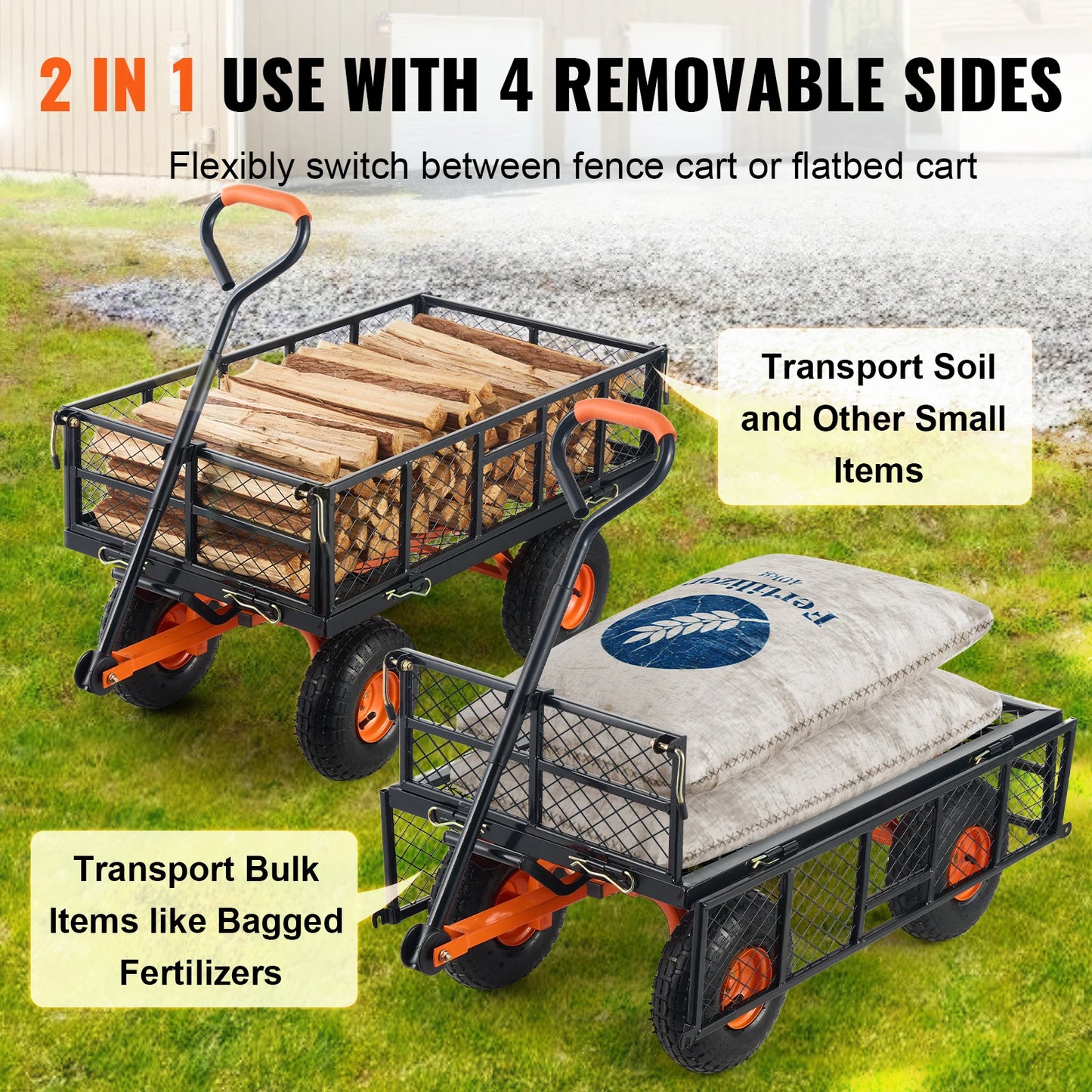 SucceBuy Garden Cart Utility Wagon With Dump Cart 400 880 Lbs Capacity
