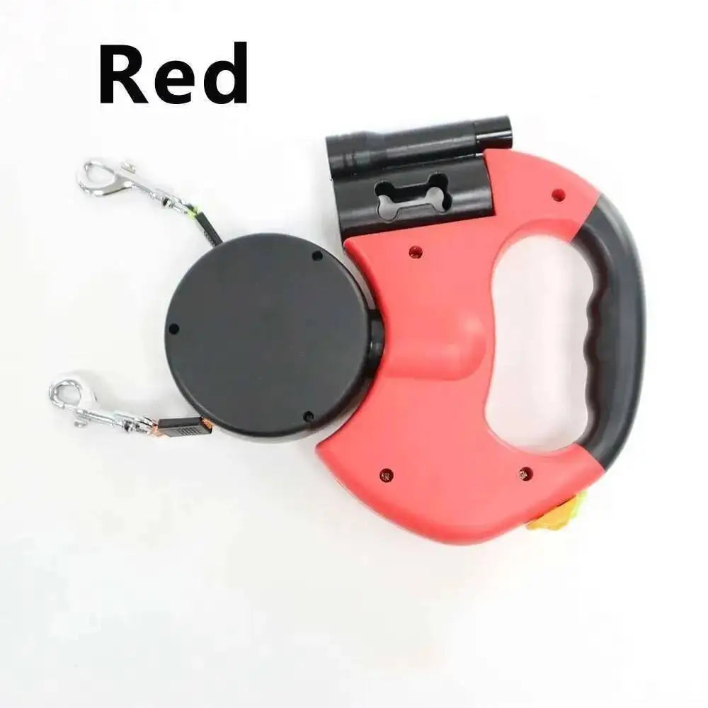 Auto Retractable DoubleHeaded Dog Leash 3M Rope With LED Flashlight
