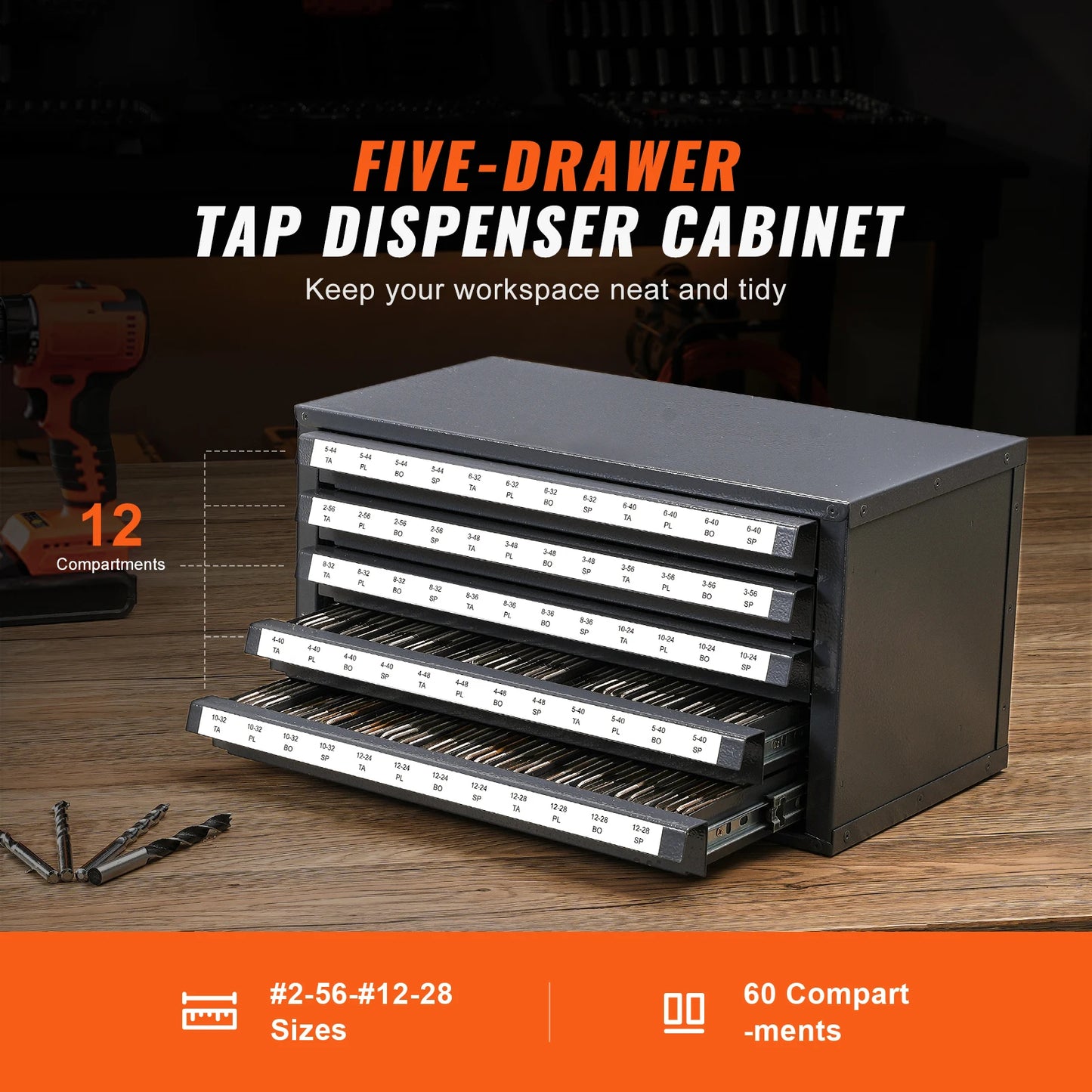 SucceBuy Steel Drill Bit Dispenser Cabinet With Three Drawers