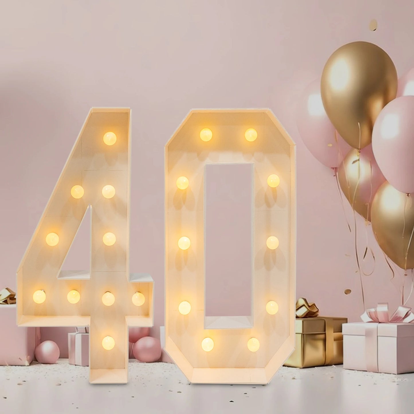 LED Light Up Birthday Numbers 30 40 50 60 Decorations