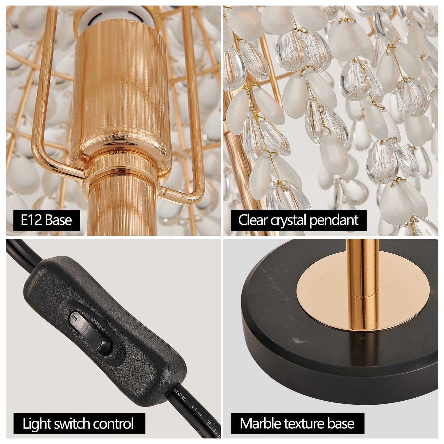 Elegant Crystal Table Lamp With Waterfall Bead Shades
